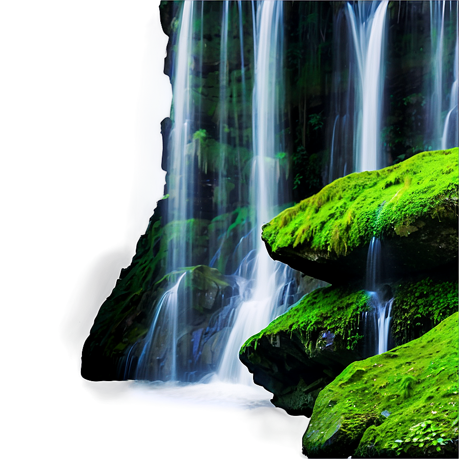 Waterfall With Mossy Rocks Png Maa15