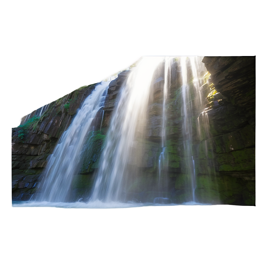 Waterfall With Sunbeam Rays Png Wml33