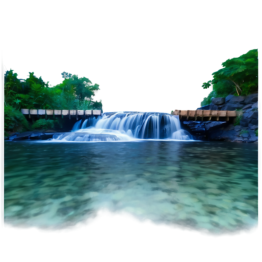 Waterfall With Wooden Bridge Png 21