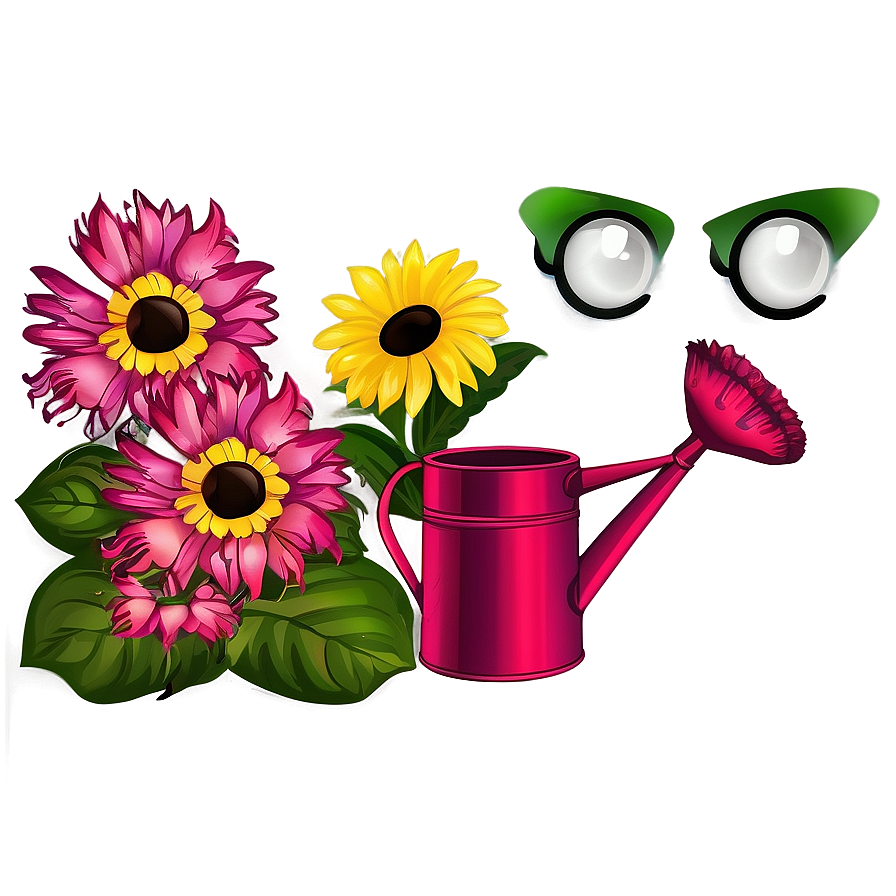 Watering Can And Flowers Png Vsk