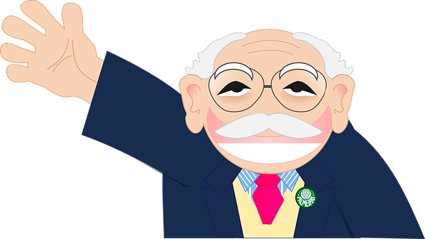 Waving Cartoon Grandfather Vector