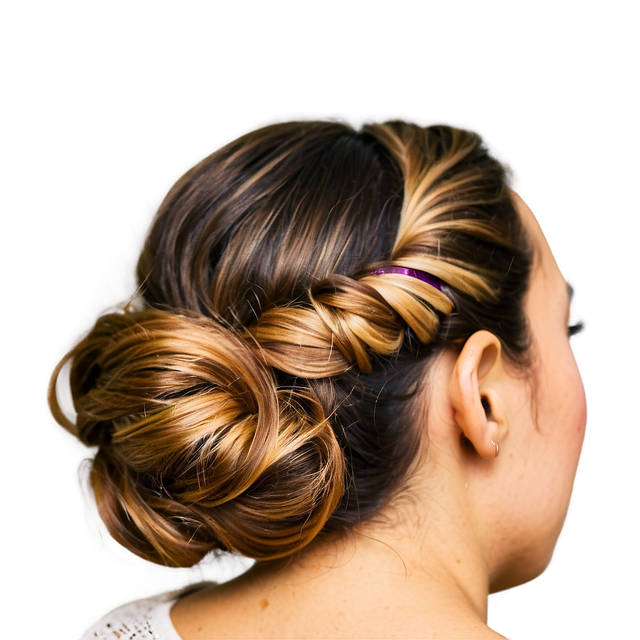 Wavy Hair Bun Style Png 06272024