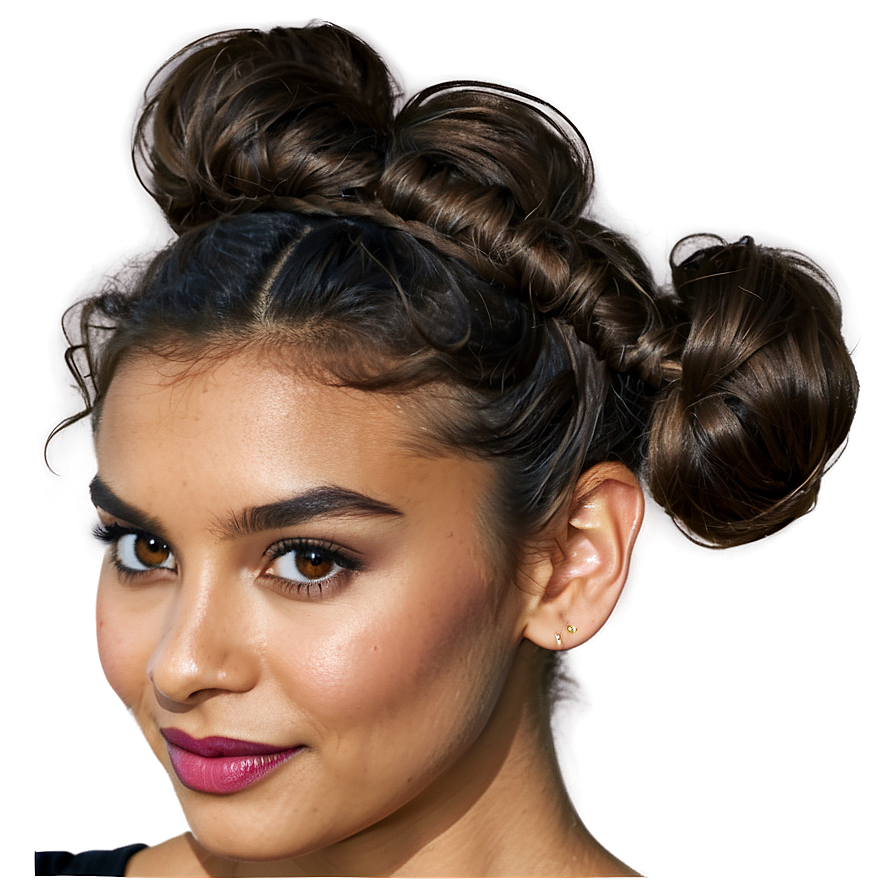 Wavy Hair Bun Style Png Kyg