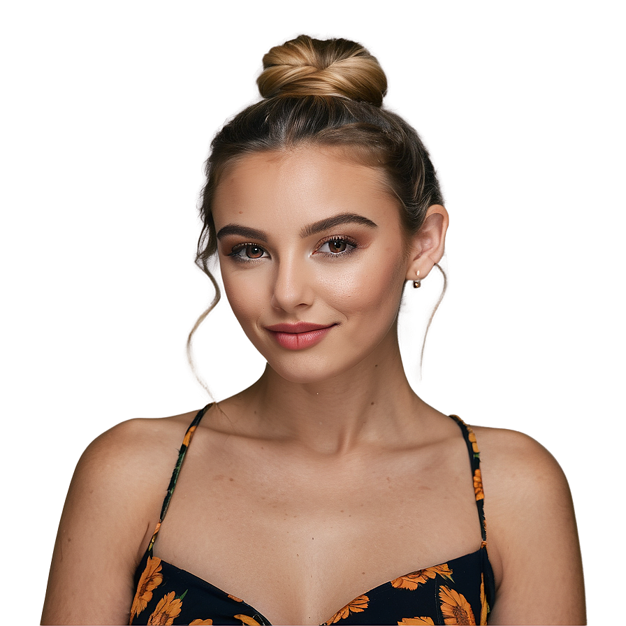 Wavy Hair Bun Style Png Rtv62