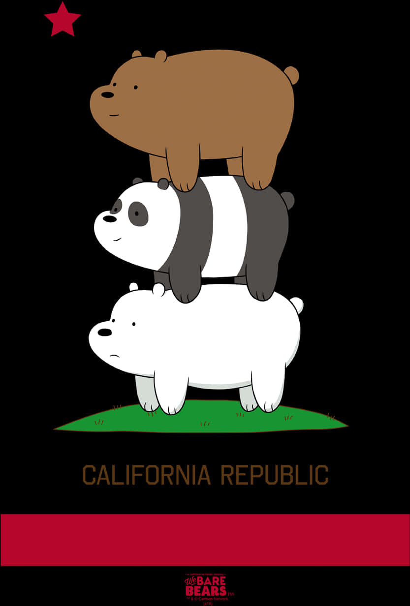 We Bare Bears Stack California Flag Parody