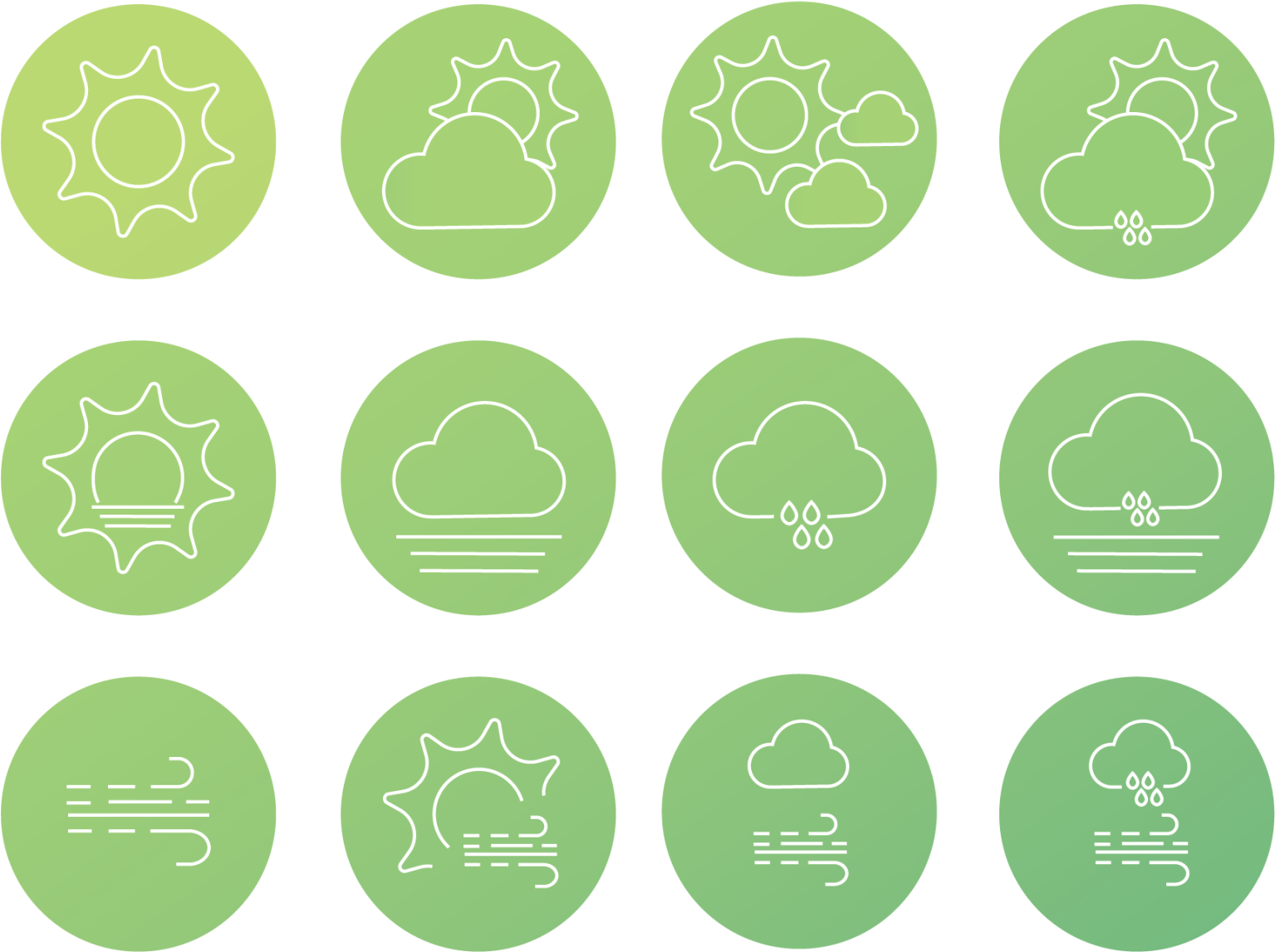 Weather_ Icons_ Set_ Green_ Background