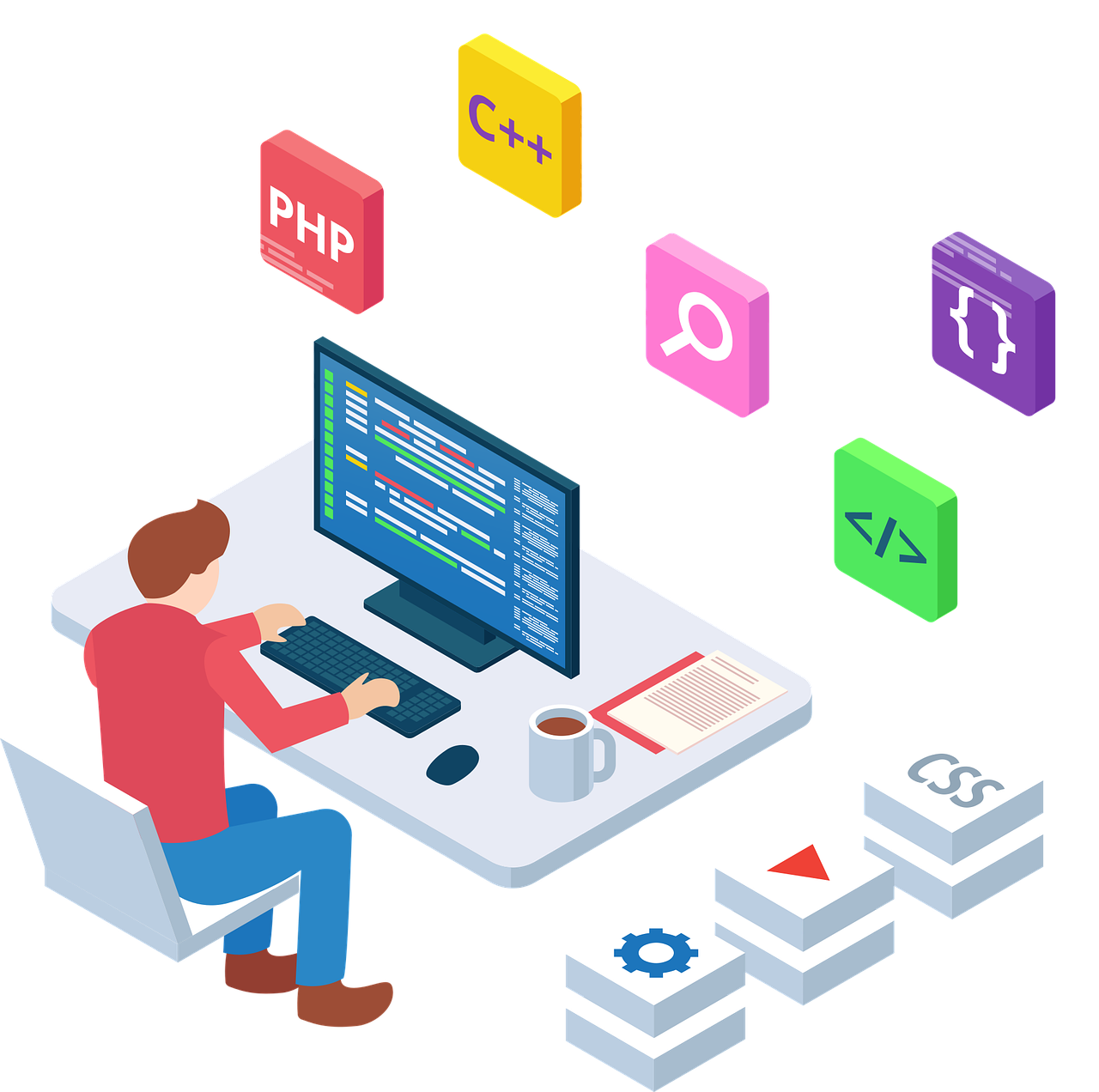 Web Developer Programming Languages Isometric