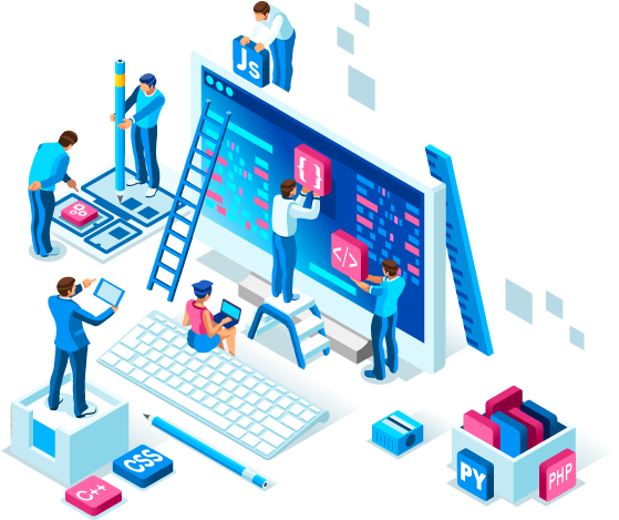 Web Development Team Illustration