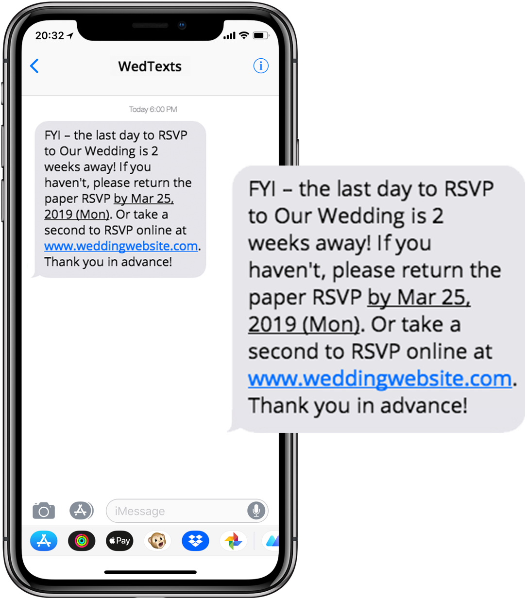 Wedding R S V P Reminder Text Message