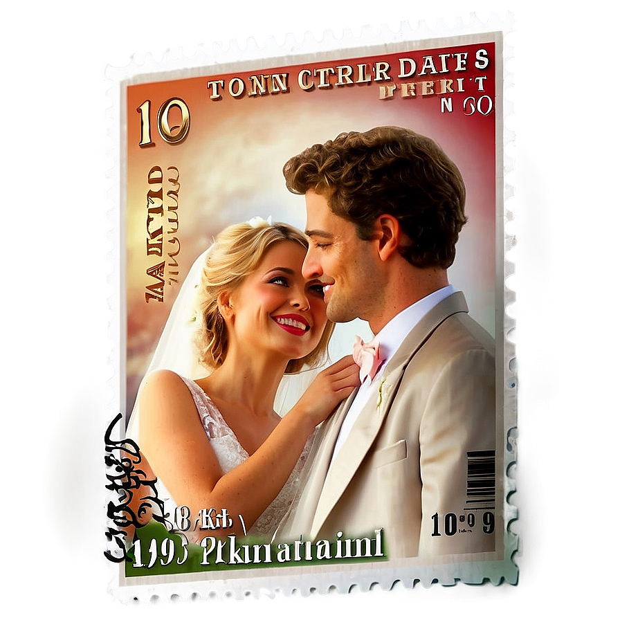 Wedding Themed Postage Stamp Png 06122024