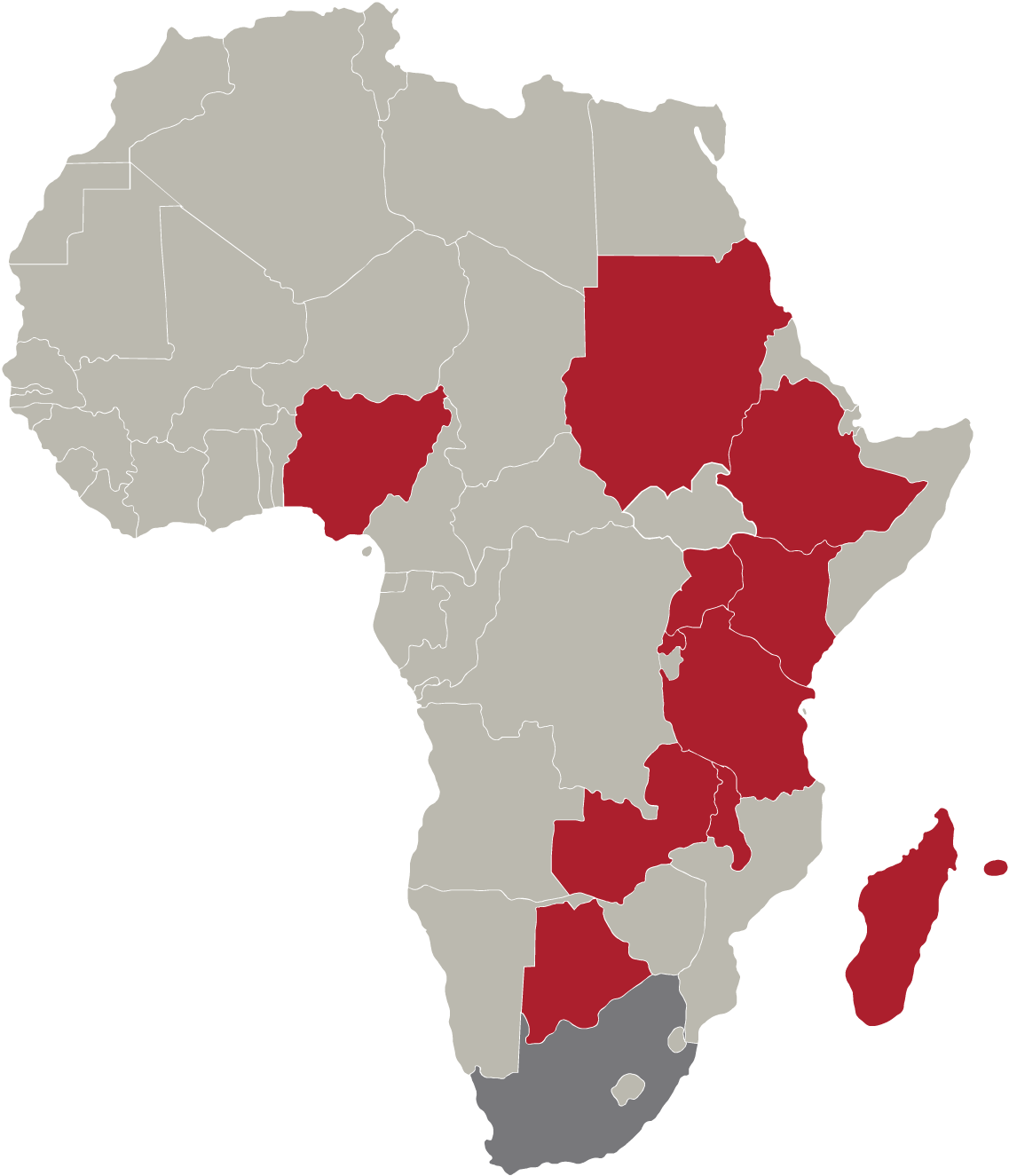 West Africa Map Highlighted Countries