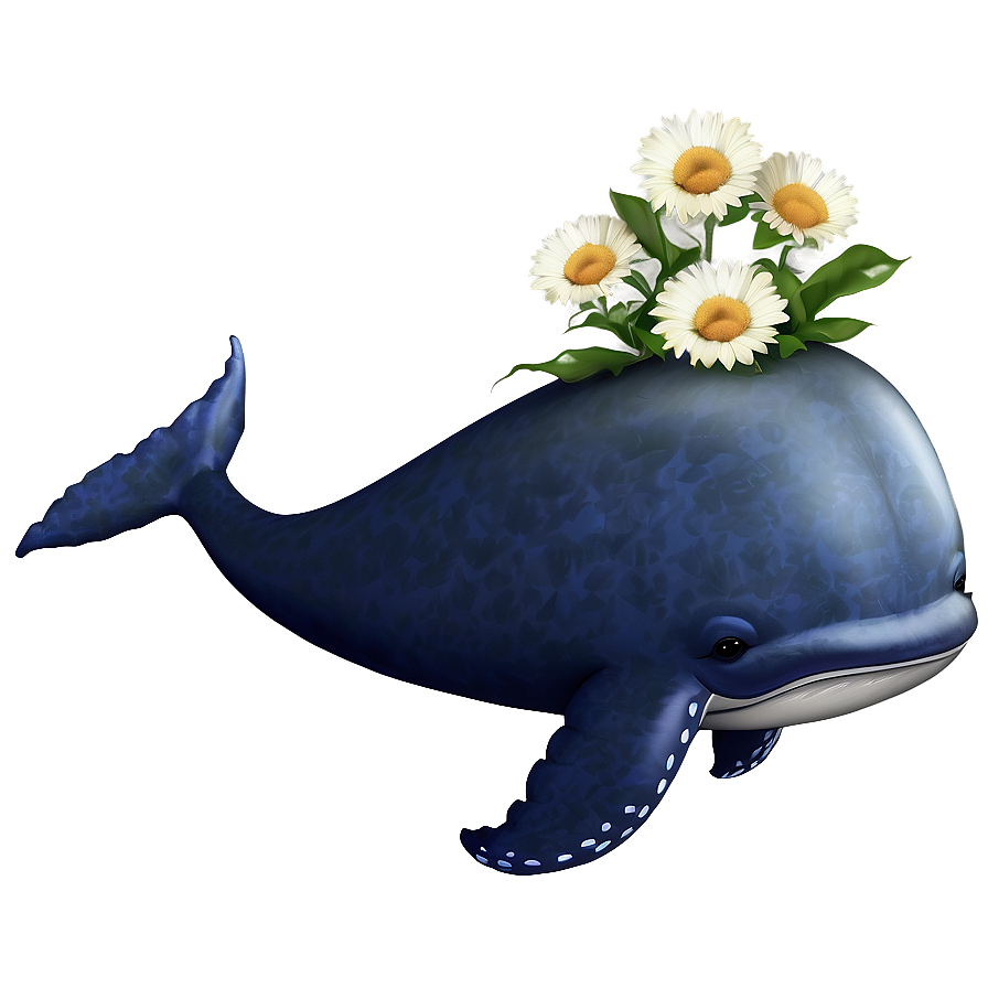 Whale With Flowers Png 05232024
