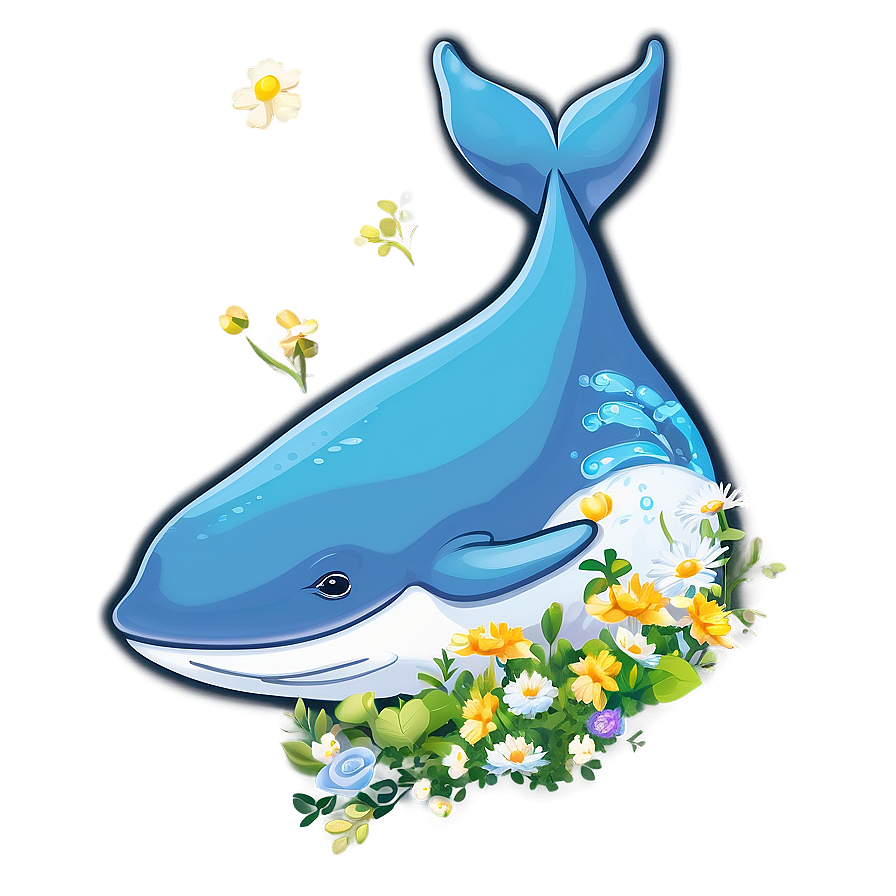 Whale With Flowers Png Lav