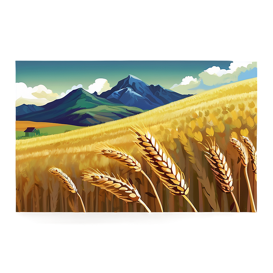 Wheat Field And Mountains Png 69