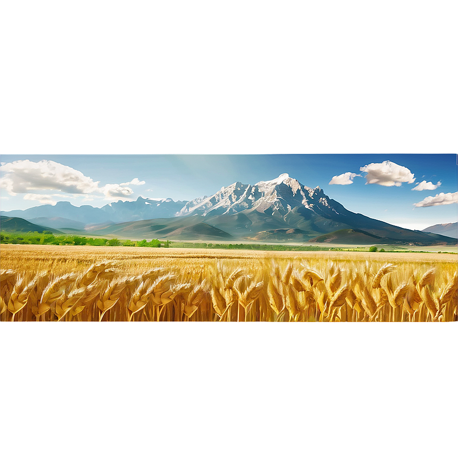 Wheat Field And Mountains Png 8