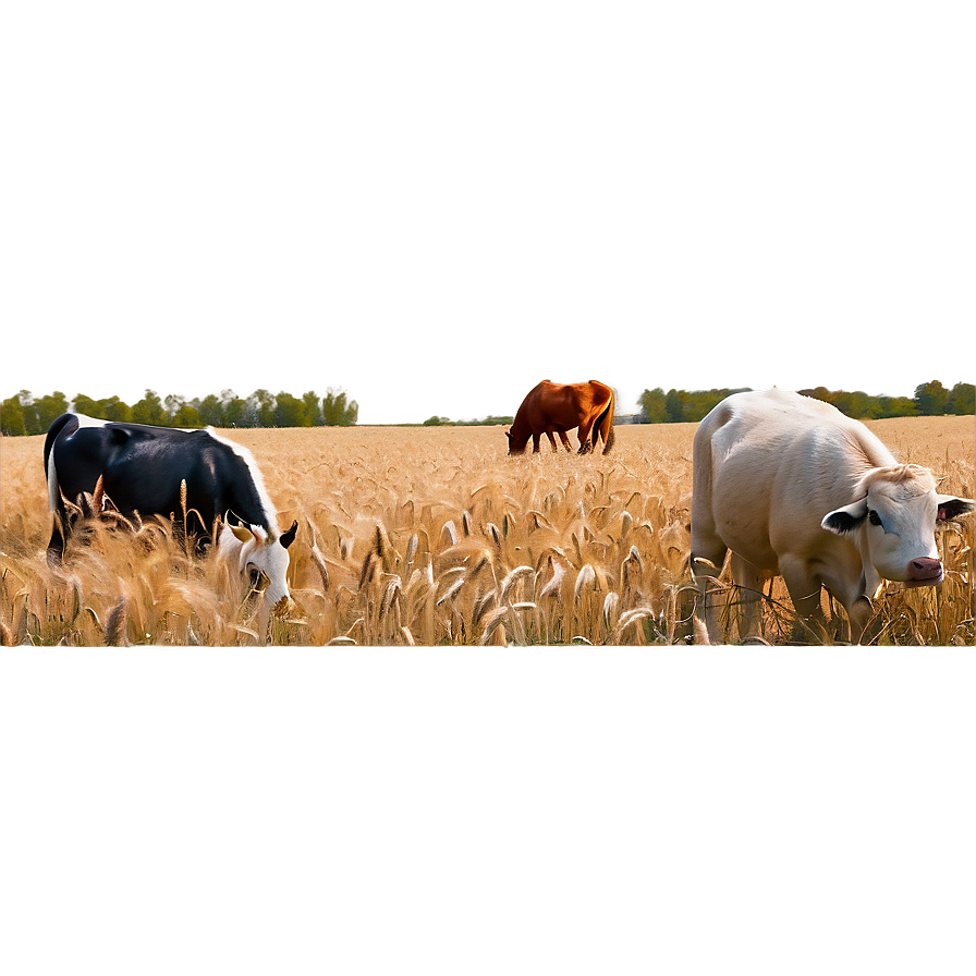 Wheat Field With Farm Animals Png 36