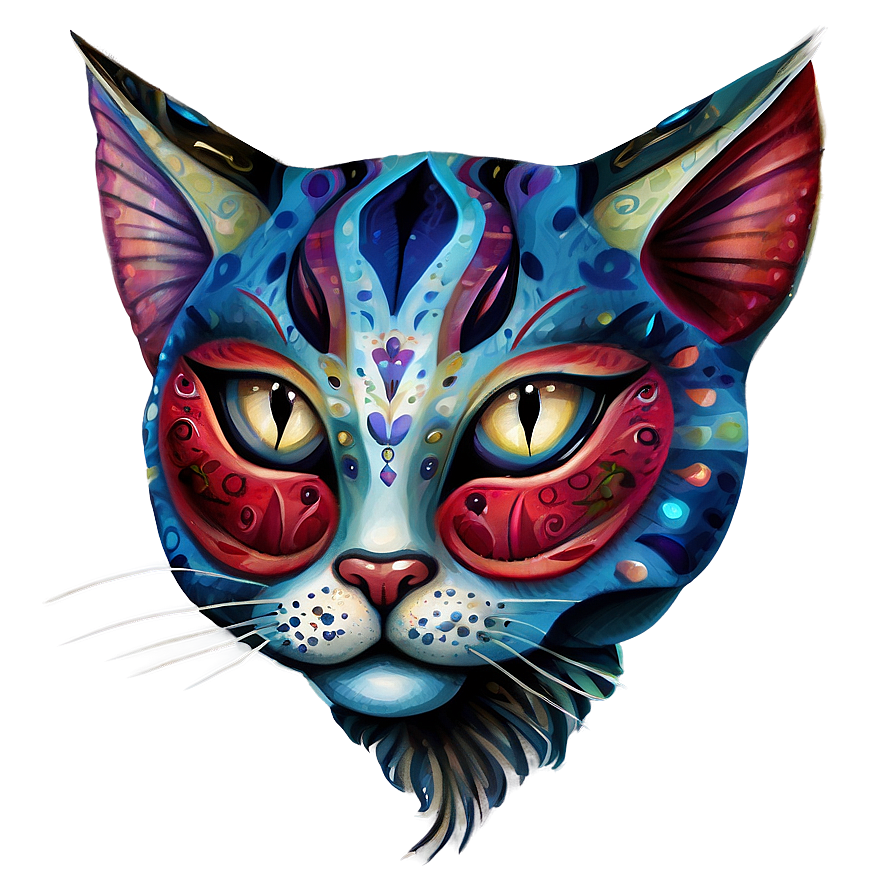 Whimsical Cat Head Artwork Png 06132024