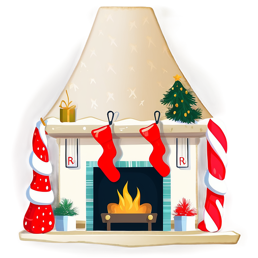 Whimsical Christmas Fireplace Decor Png 06262024