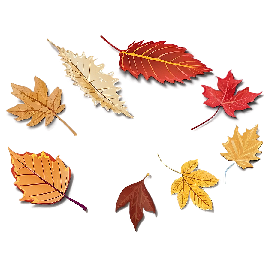 Whimsical Fallen Leaves Illustration Png 78