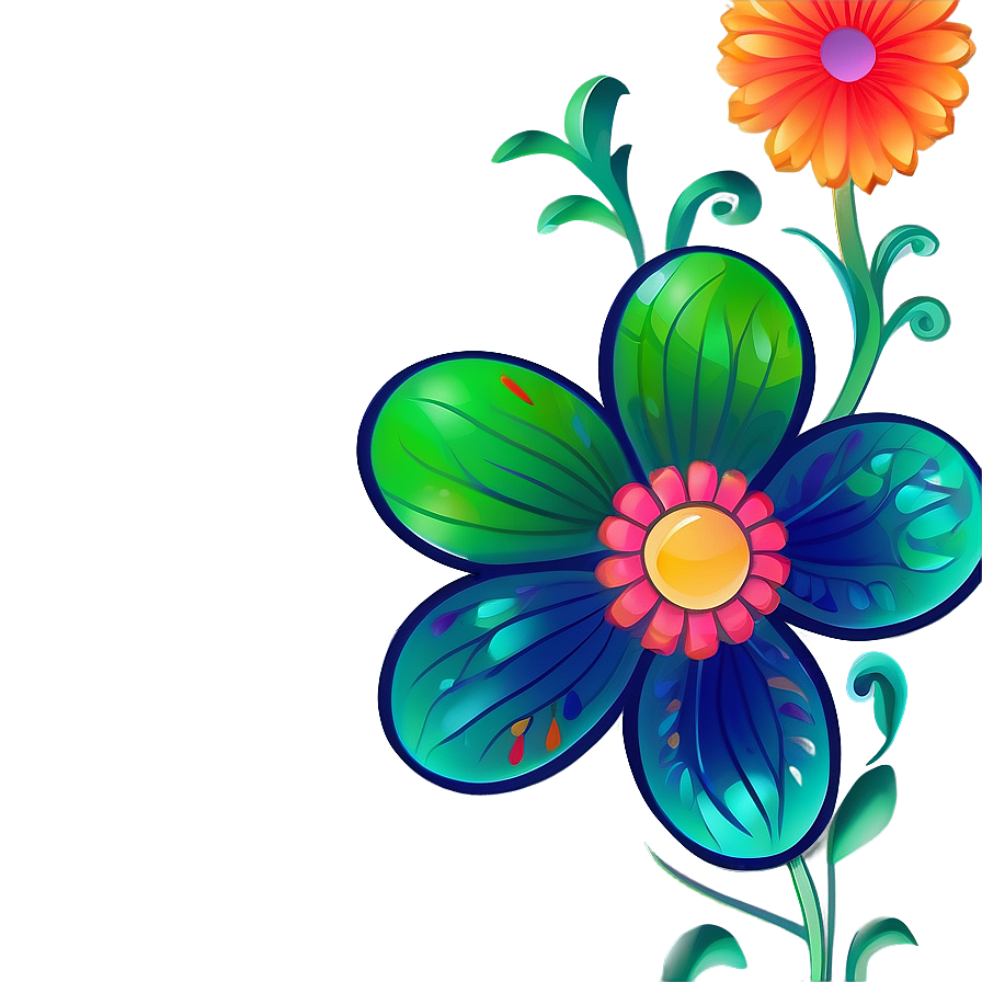 Whimsical Flower Outline Art Png 13