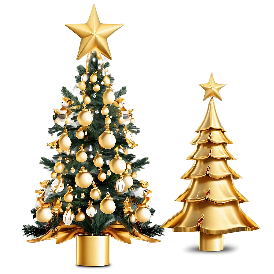 Whimsical Gold Christmas Tree Ideas Png Bvg