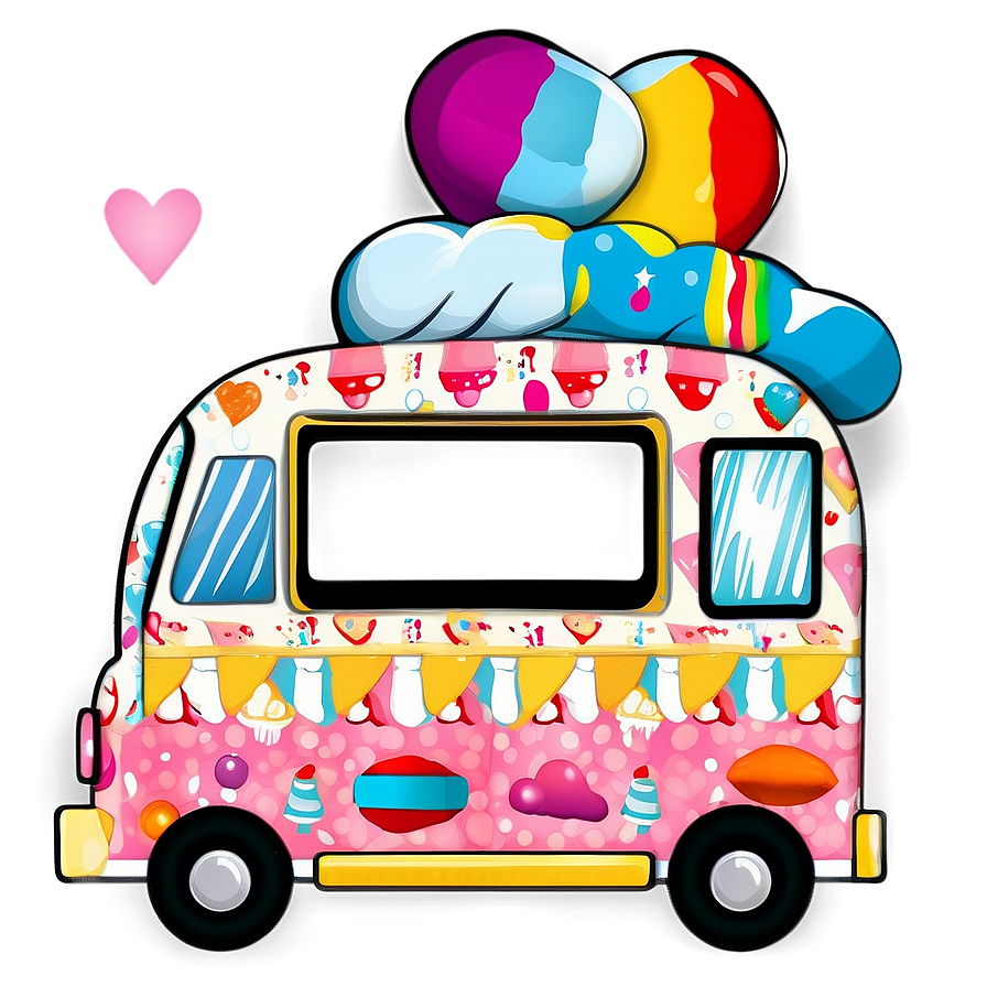 Whimsical Ice Cream Truck Design Png Yni