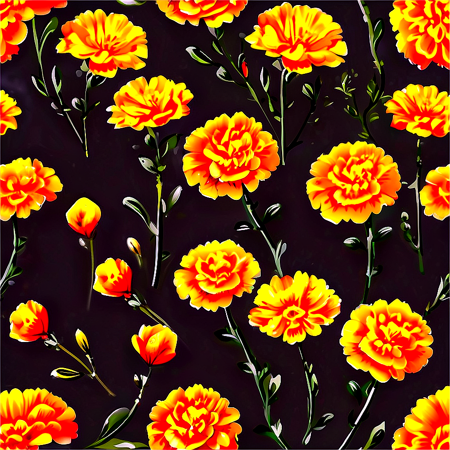 Whimsical Marigolds Illustration Png 58