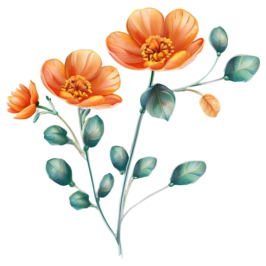 Whimsical Orange Bloom Png 06122024