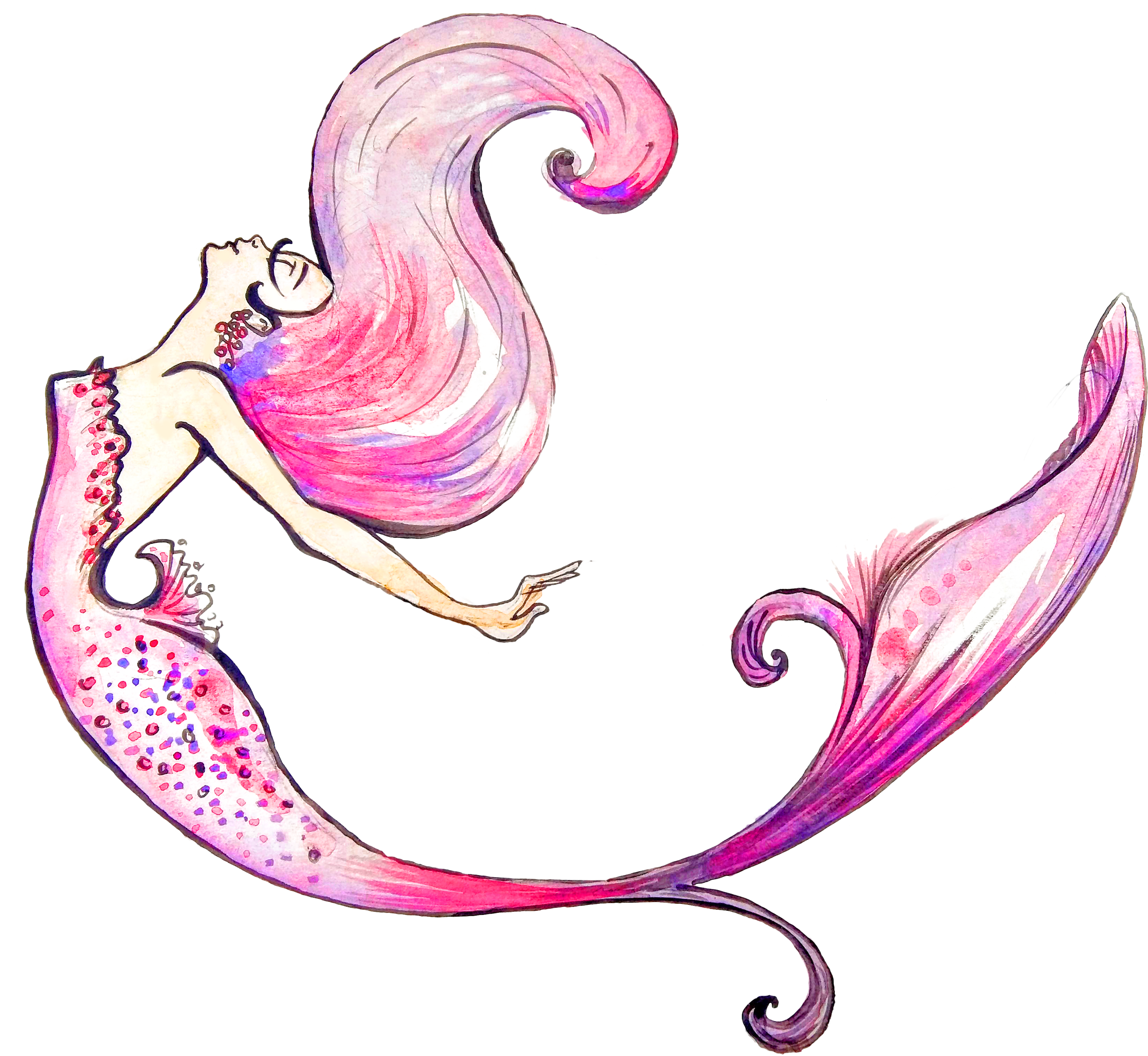 Whimsical Pink Mermaid Artwork