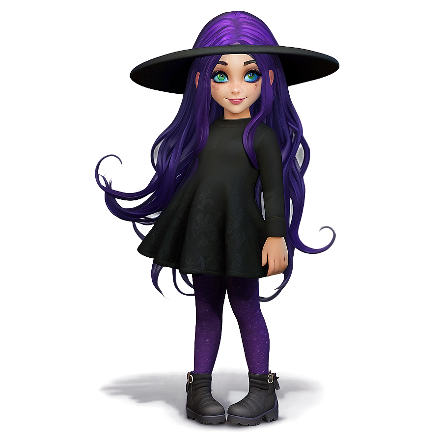 Whimsical Purple Hair Witchcraft Png 06272024