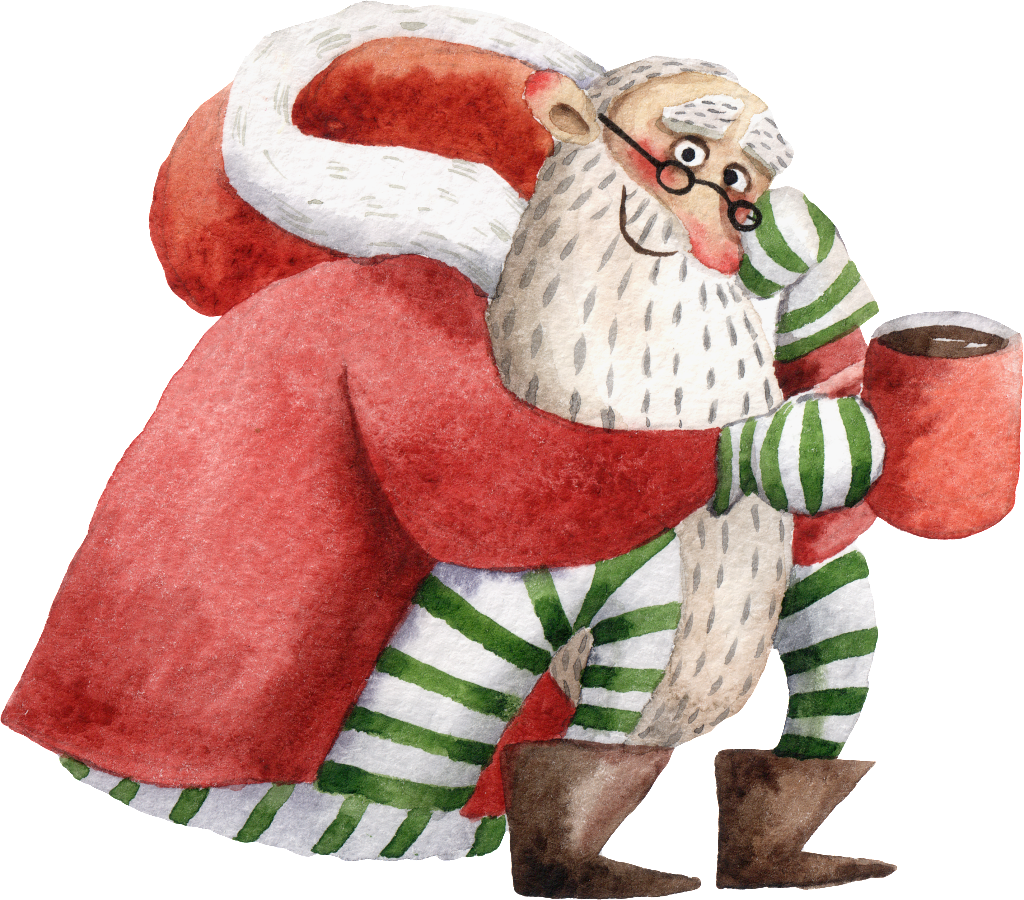 Whimsical Watercolor Santa Claus