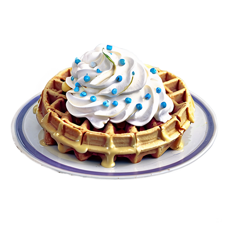 Whipped Cream Topped Waffle Png Lmo