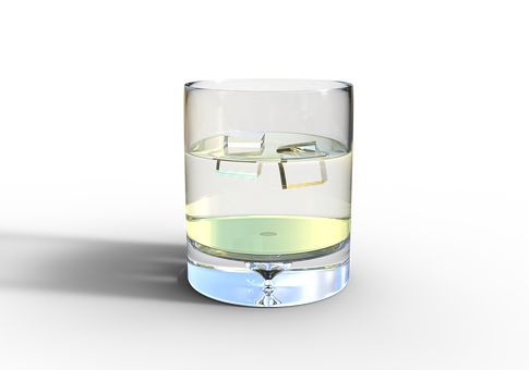 Whiskey Glass With Ice Cubes