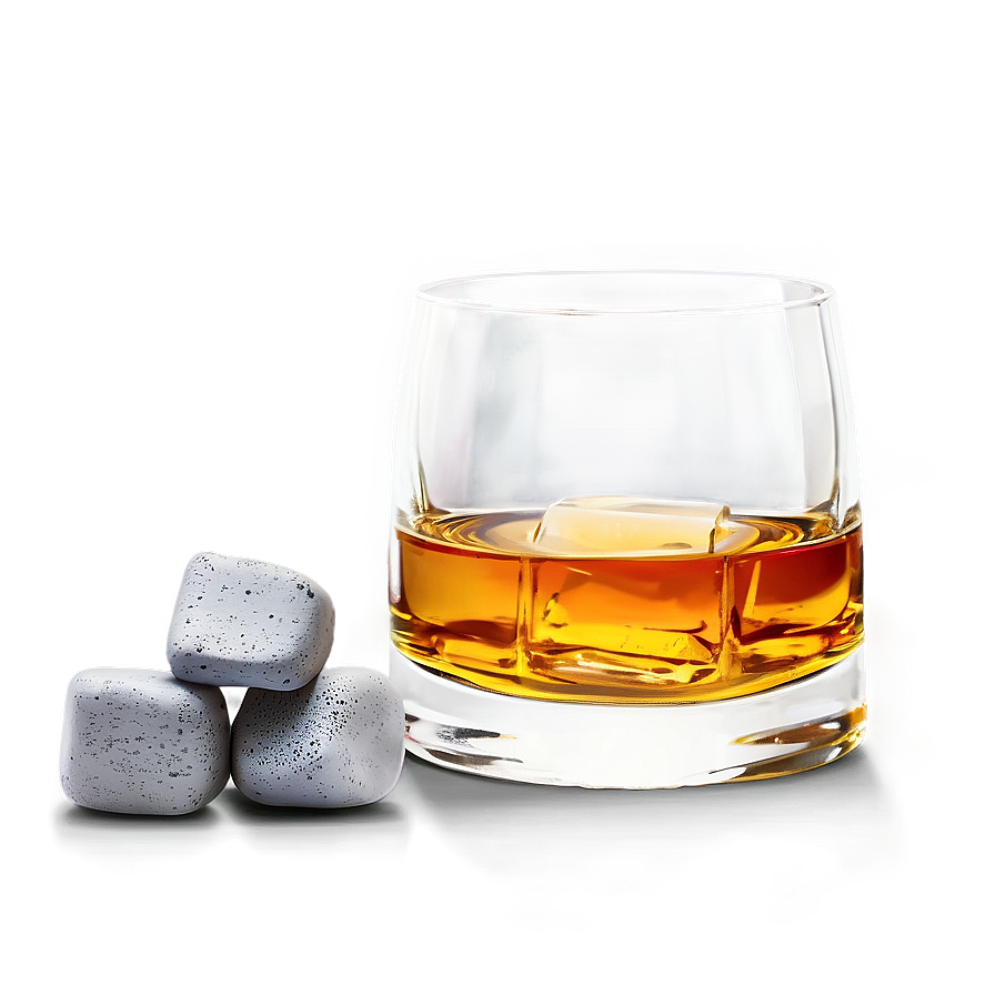 Whiskey Glass With Whiskey Stones Png 06132024