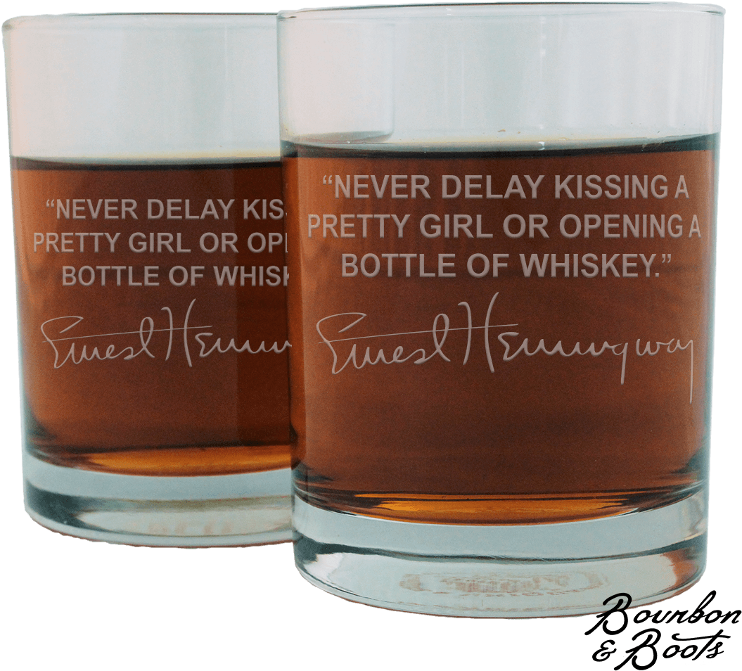 Whiskey Glasses Hemingway Quote