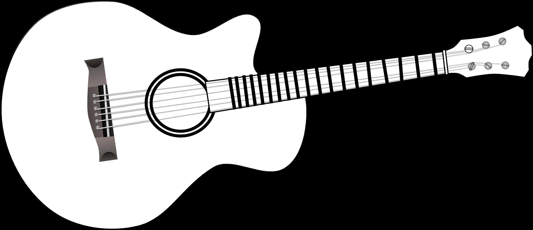 White Acoustic Guitar Vector Illustration