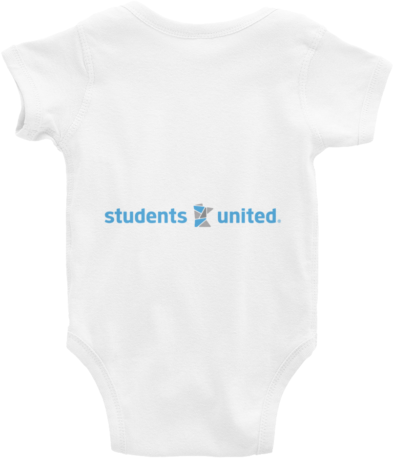 White Baby Onesie Students United Logo