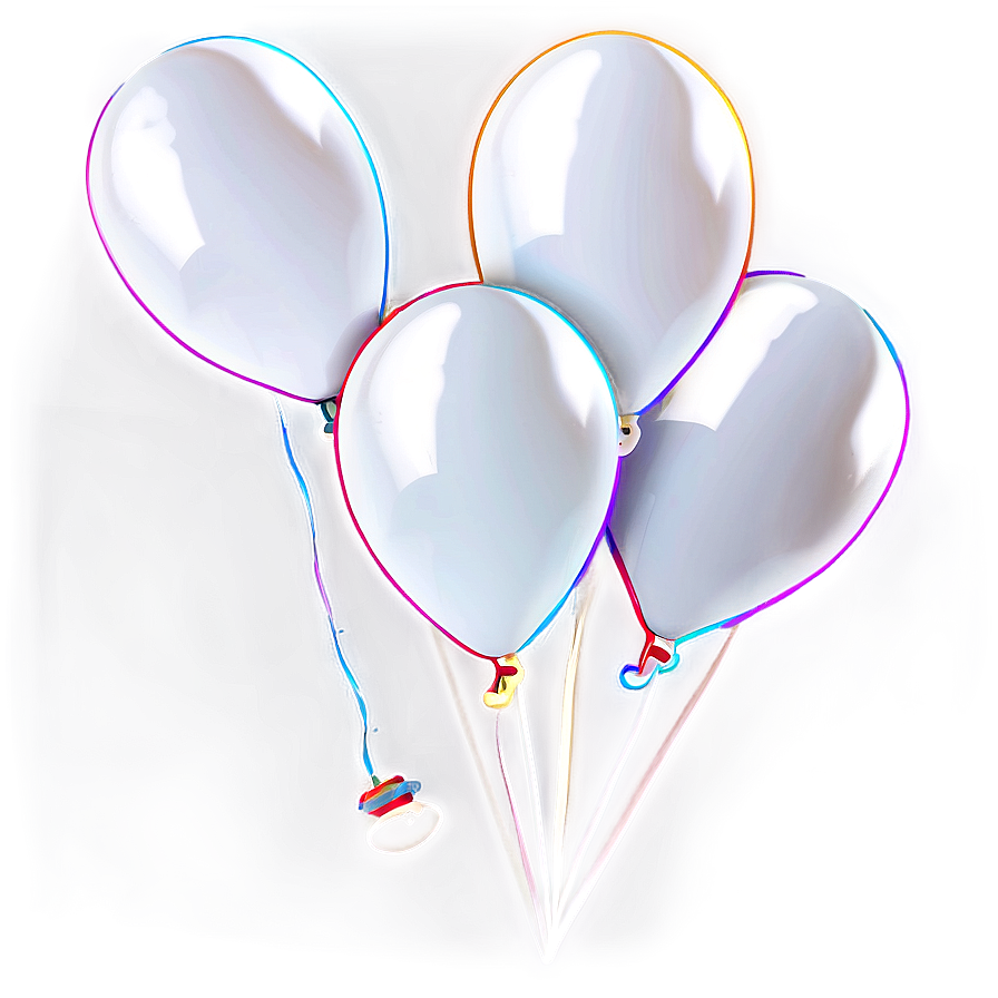 White Balloons Decoration Png Kbg13