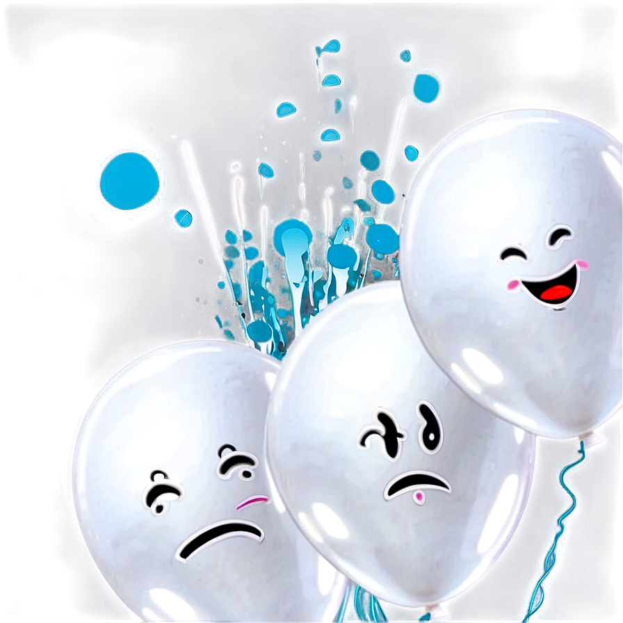 White Balloons With Faces Png Oam94