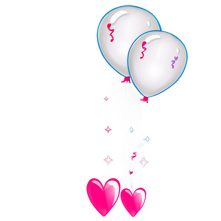 White Balloons With Hearts Png Irr