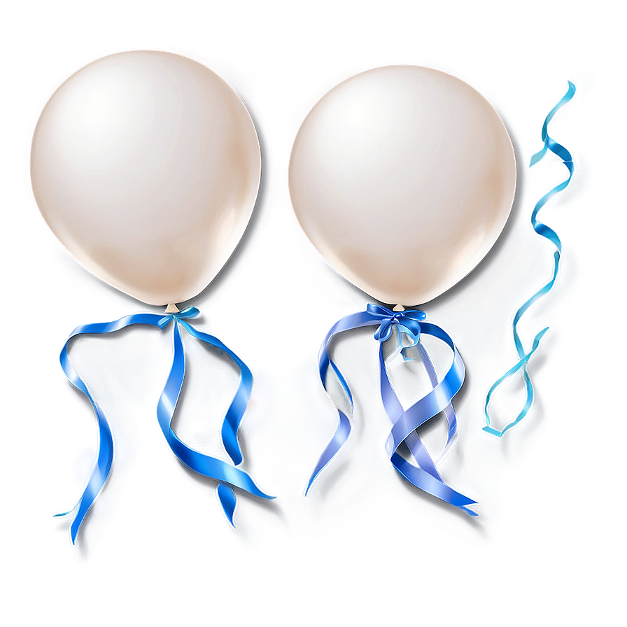 White Balloons With Ribbons Png Fes