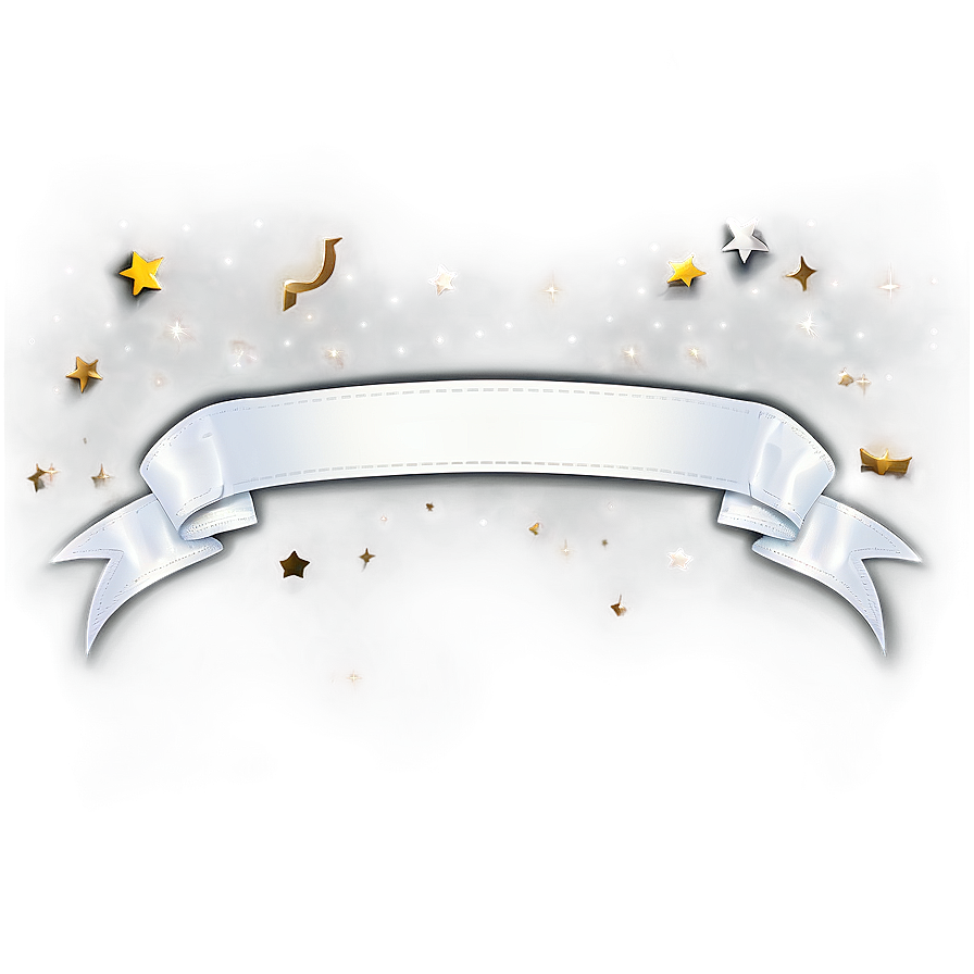 White Banner With Stars Png 20