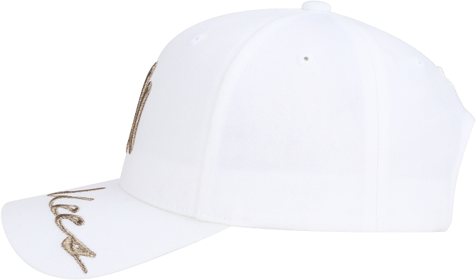 White Baseball Cap Gold Logo