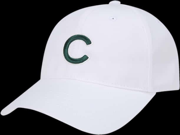 White Baseball Capwith Green C Letter