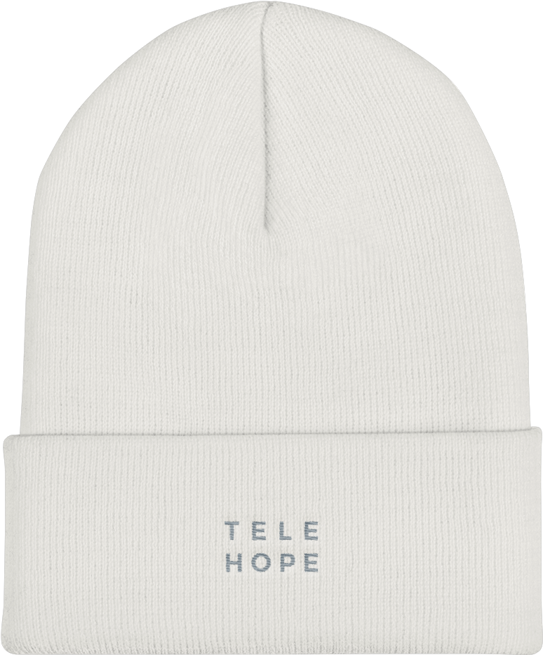 White Beanie Tele Hope Logo