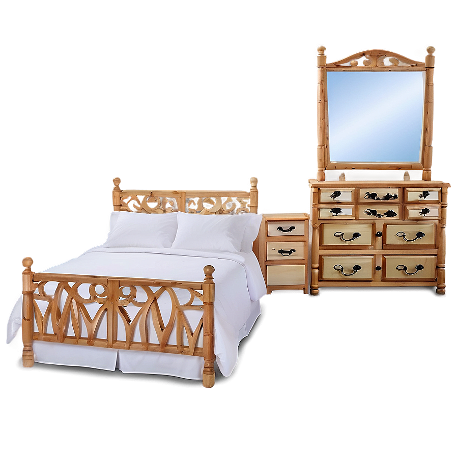 White Bed And Dresser Set Png Xdl