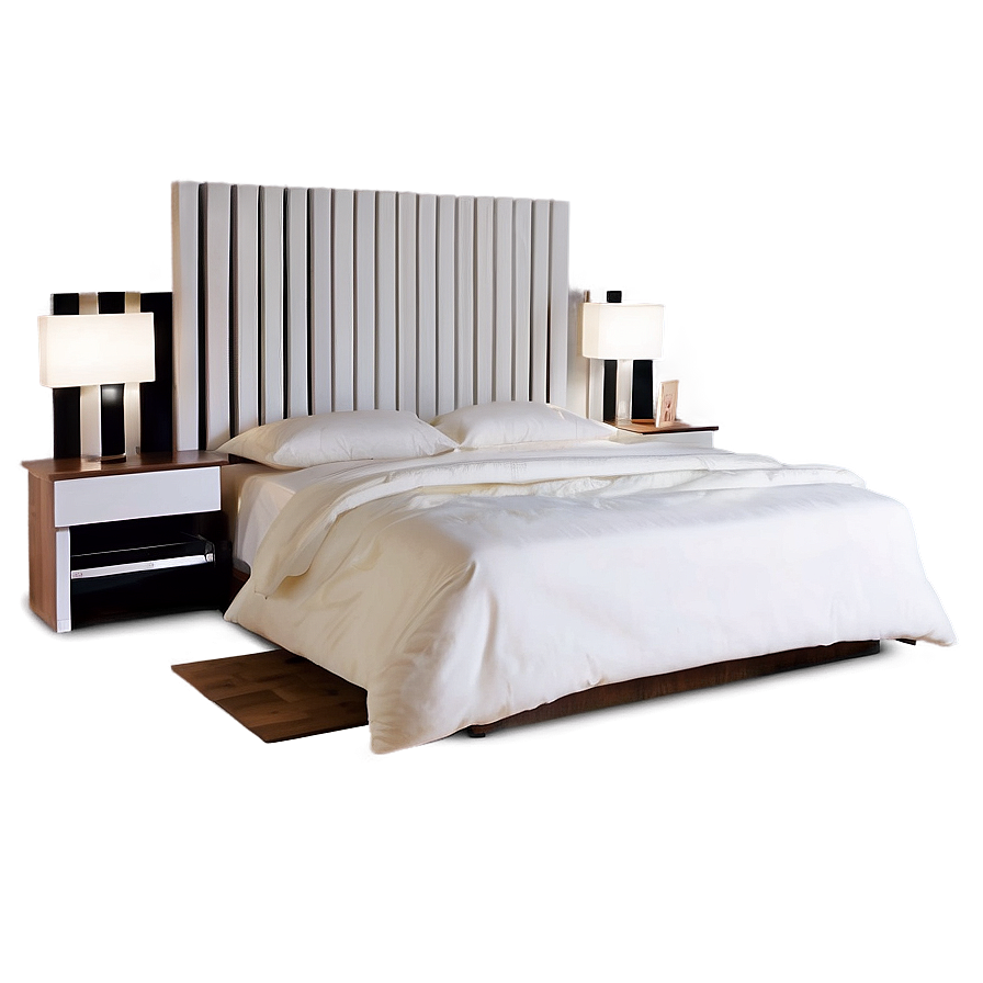 White Bed And Nightstand Png Fdl