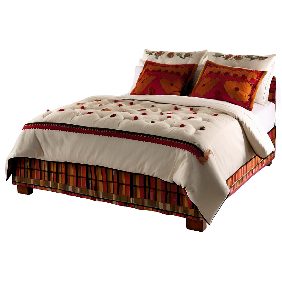 White Bed In Bohemian Style Png Rbn98