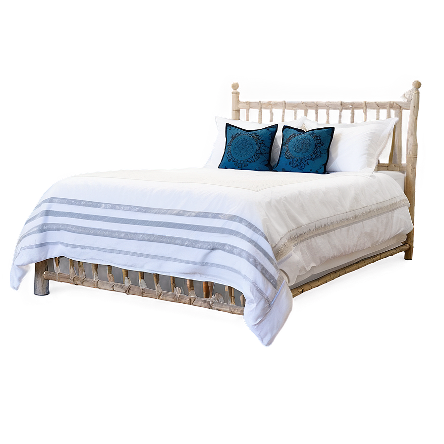 White Bed In Bohemian Style Png Yyi