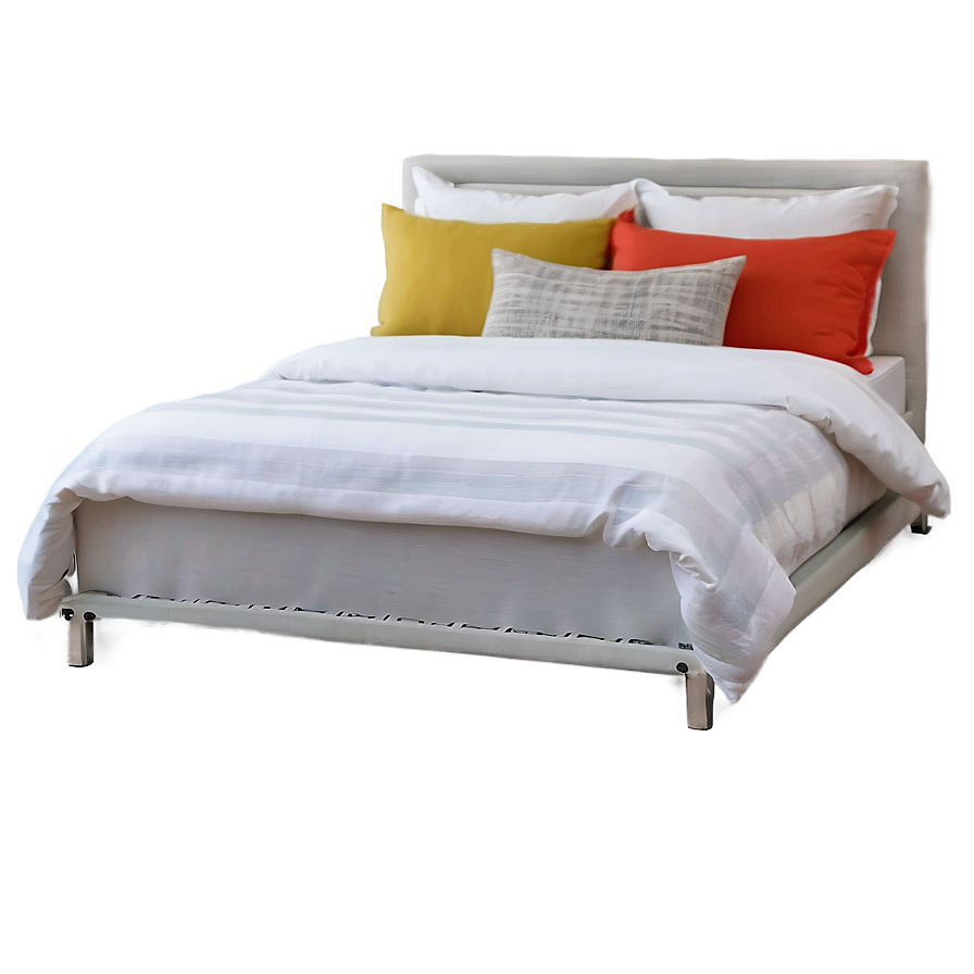 White Bed With Bright Accents Png Dsf